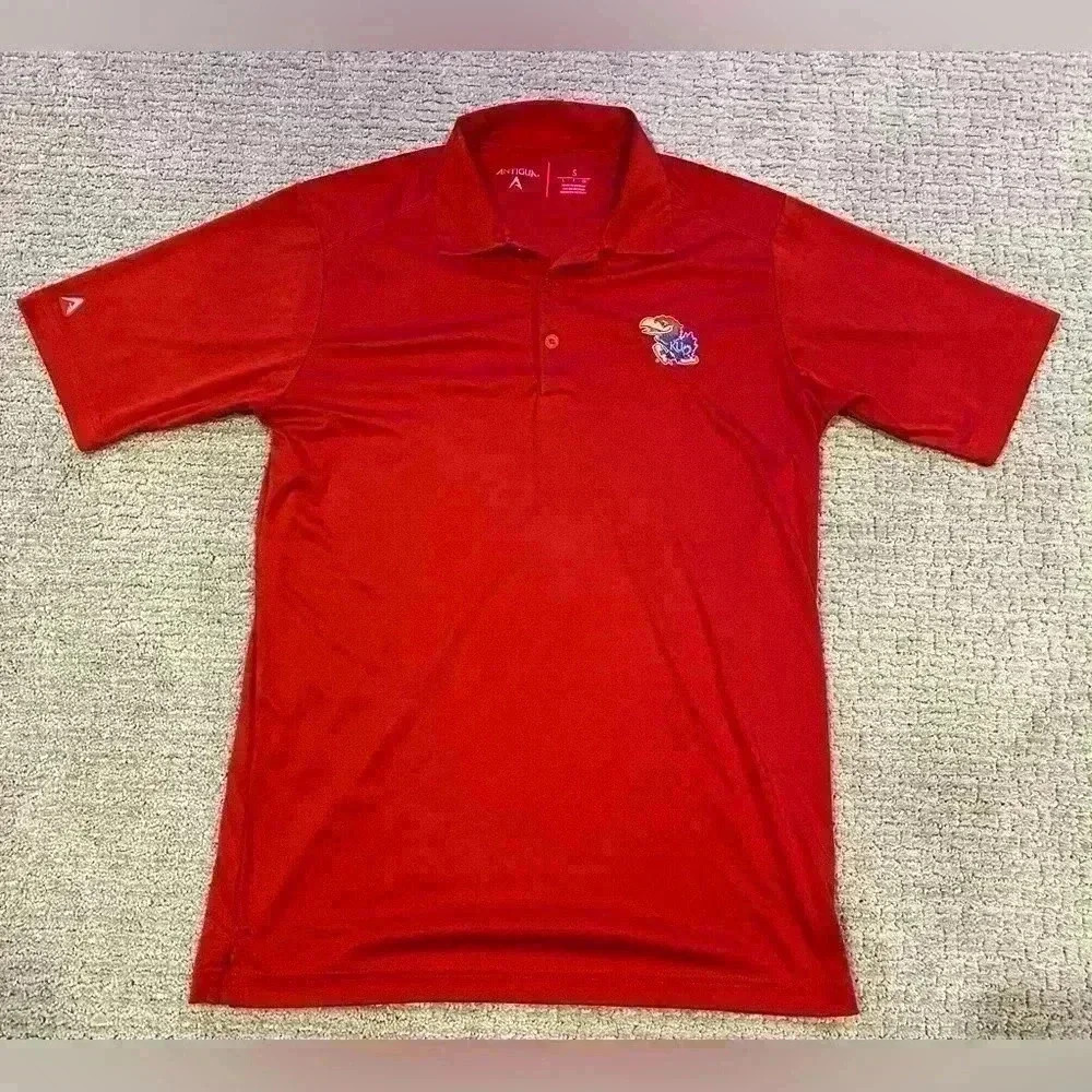 Kansas Jayhawks Antigua polo shirt color Red‎ Men’s size Small